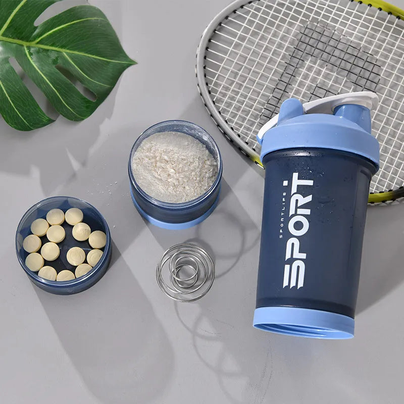 500ML 3-Layer Sports Water Bottle Protein Shaker Outdoor Travel Portable Leakproof Drinkware Plastic My Drink Bottle BPA Free