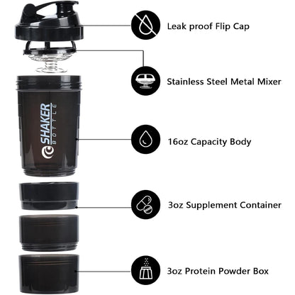 Premium Protein Shaker Cup 20 Oz Protein Shaker Cup with Metal Stirrer, Great for Protein Shakes and Pre-Workout Drinks