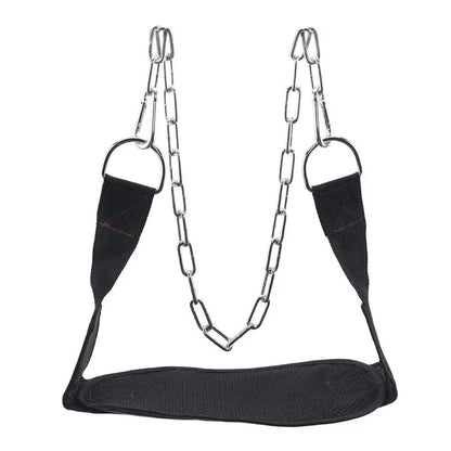 Black Fitness Weight Belt with Chain Dipping Belt for Lifting Pull up Chin up Kettlebell Barbel Bodybuilding Gym Belts Supplies