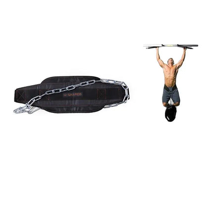 Black Fitness Weight Belt with Chain Dipping Belt for Lifting Pull up Chin up Kettlebell Barbel Bodybuilding Gym Belts Supplies