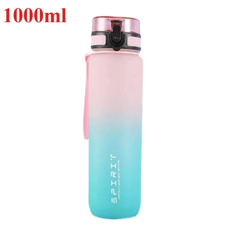 500ML/650ML/750ML/1000ML Sports Water Bottle Motivational Leak Proof Portable Reusable Plastic Cups Outdoor Travel Gym Jugs
