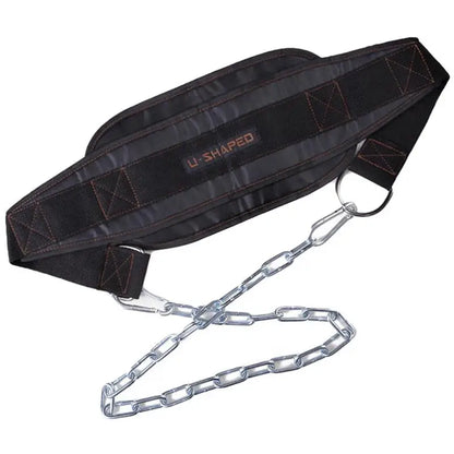 Black Fitness Weight Belt with Chain Dipping Belt for Lifting Pull up Chin up Kettlebell Barbel Bodybuilding Gym Belts Supplies