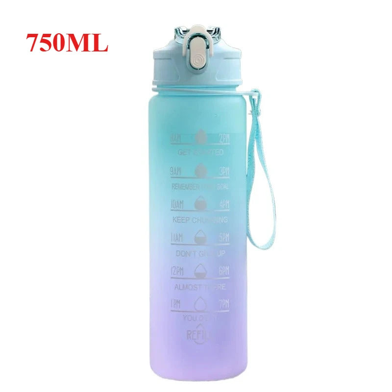 500ML/650ML/750ML/1000ML Sports Water Bottle Motivational Leak Proof Portable Reusable Plastic Cups Outdoor Travel Gym Jugs