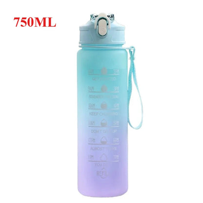 500ML/650ML/750ML/1000ML Sports Water Bottle Motivational Leak Proof Portable Reusable Plastic Cups Outdoor Travel Gym Jugs