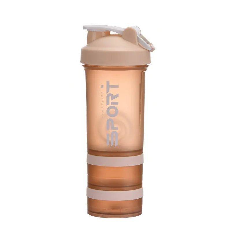 500ML 3-Layer Sports Water Bottle Protein Shaker Outdoor Travel Portable Leakproof Drinkware Plastic My Drink Bottle BPA Free