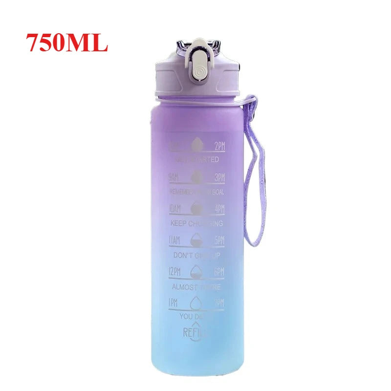 500ML/650ML/750ML/1000ML Sports Water Bottle Motivational Leak Proof Portable Reusable Plastic Cups Outdoor Travel Gym Jugs
