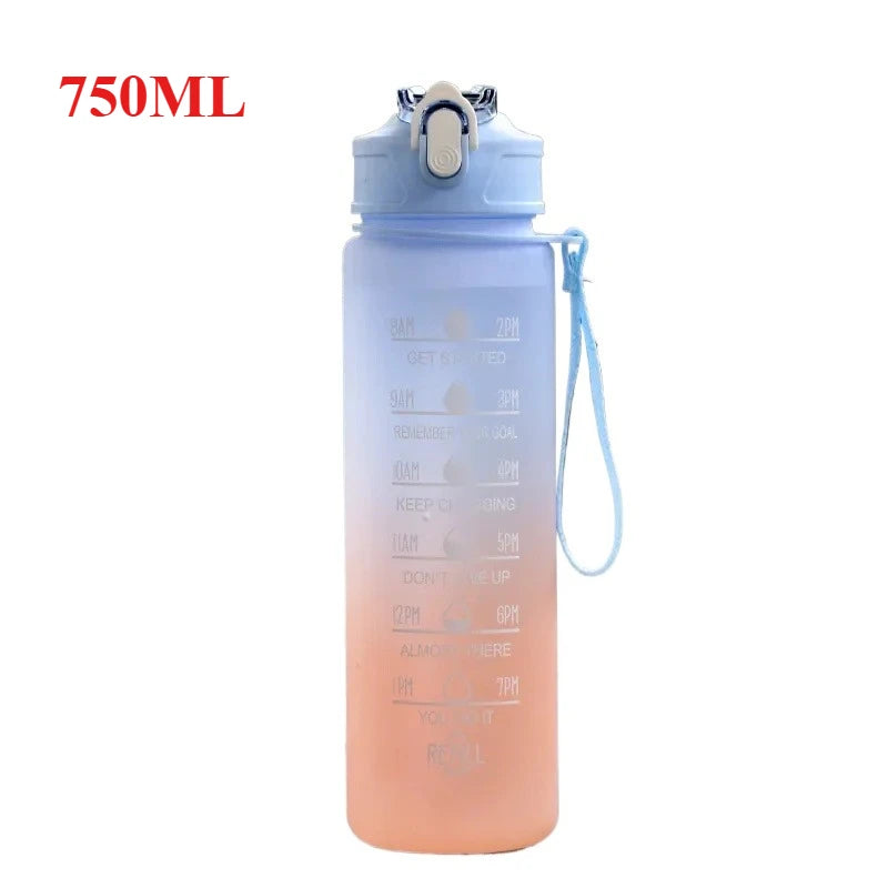 500ML/650ML/750ML/1000ML Sports Water Bottle Motivational Leak Proof Portable Reusable Plastic Cups Outdoor Travel Gym Jugs