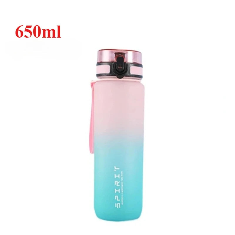 500ML/650ML/750ML/1000ML Sports Water Bottle Motivational Leak Proof Portable Reusable Plastic Cups Outdoor Travel Gym Jugs