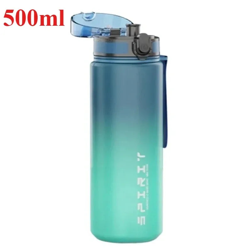 500ML/650ML/750ML/1000ML Sports Water Bottle Motivational Leak Proof Portable Reusable Plastic Cups Outdoor Travel Gym Jugs