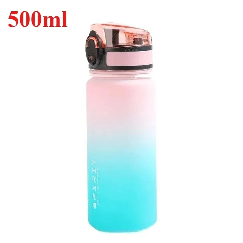 500ML/650ML/750ML/1000ML Sports Water Bottle Motivational Leak Proof Portable Reusable Plastic Cups Outdoor Travel Gym Jugs