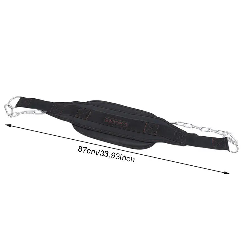 Black Fitness Weight Belt with Chain Dipping Belt for Lifting Pull up Chin up Kettlebell Barbel Bodybuilding Gym Belts Supplies